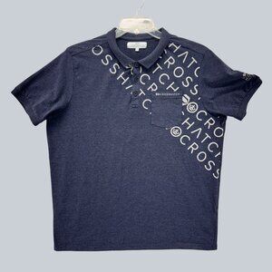 Crosshatch Navy Graphic Print Polo Shirt Cotton Blend Short Sleeve Mens XXL